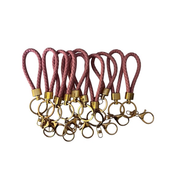The Unbranded Brand Accessories - 10 Pink Leather Wrist Lanyard for Keys, Key Chains ID Badges Card Wallet Phone